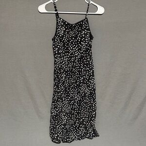 Black and White Floral Kids Casual Dress